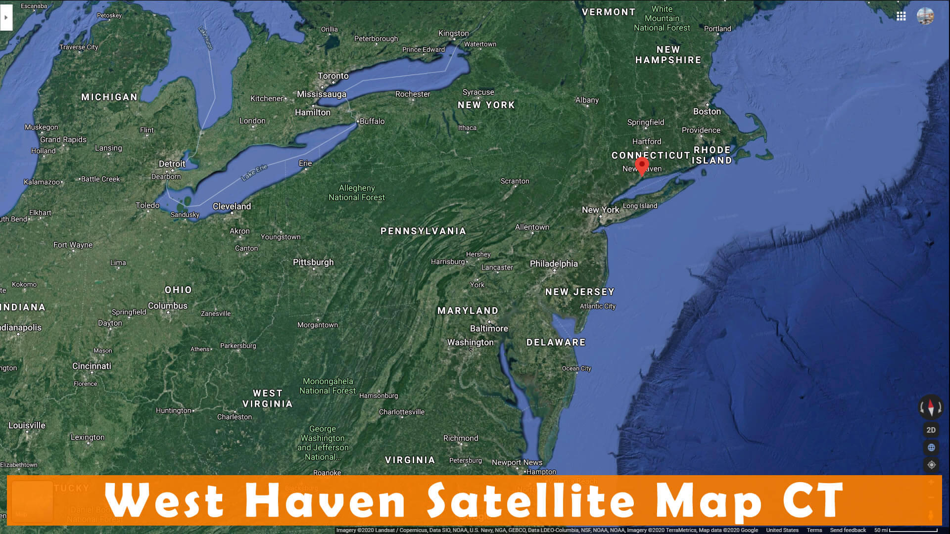 West Haven Satellite Map CT
